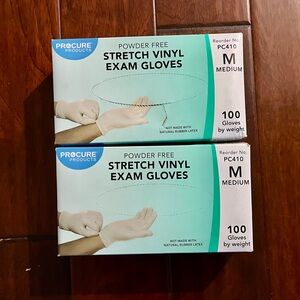 Procure Stretch Vinyl Exam Gloves - Medium. Set of 2 boxes.